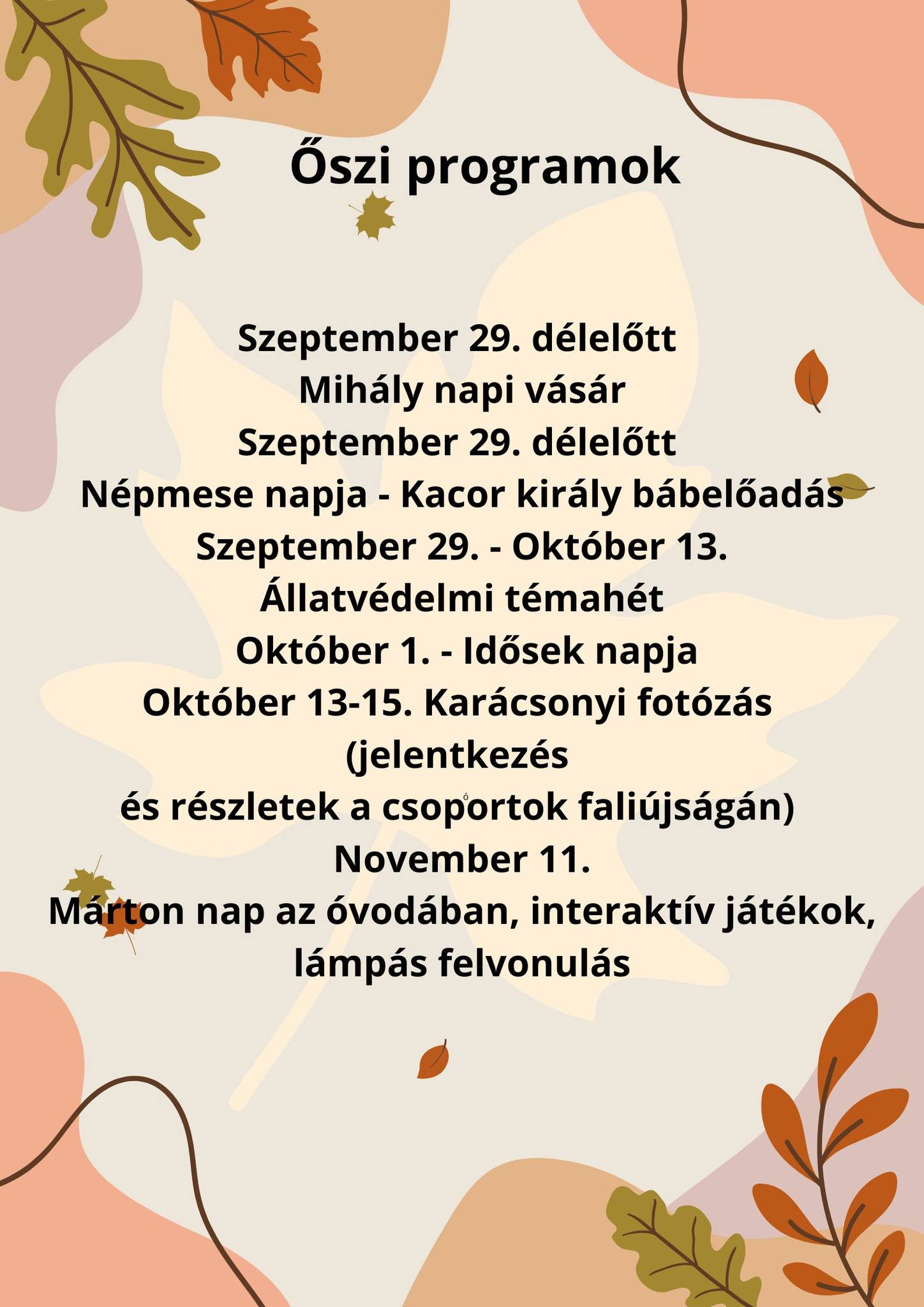 Őszi programok